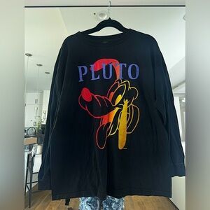 Vintage 90s Disney Pluto Mickey Unlimited Long Sleeve Shirt Made in USA Black